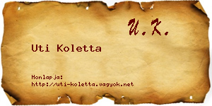 Uti Koletta névjegykártya